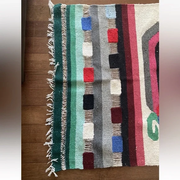 Wool Woven Multicoloured Tapestry Rug - Picture 5 of 11